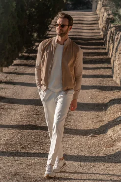 Pini Parma Almond Alcantara Bomber Jacket – Made In Italy Discount