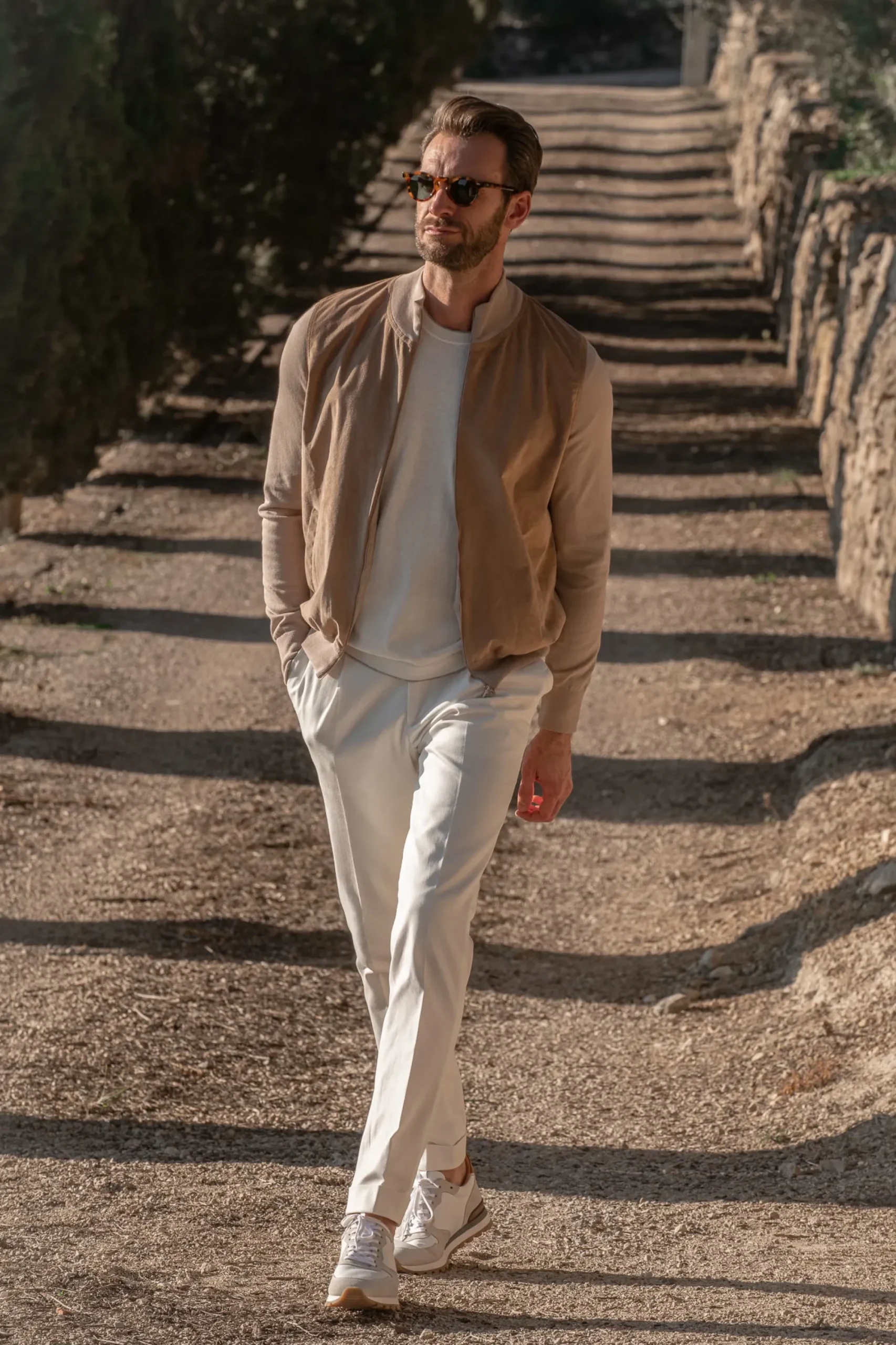 Pini Parma Almond Alcantara Bomber Jacket – Made In Italy Discount