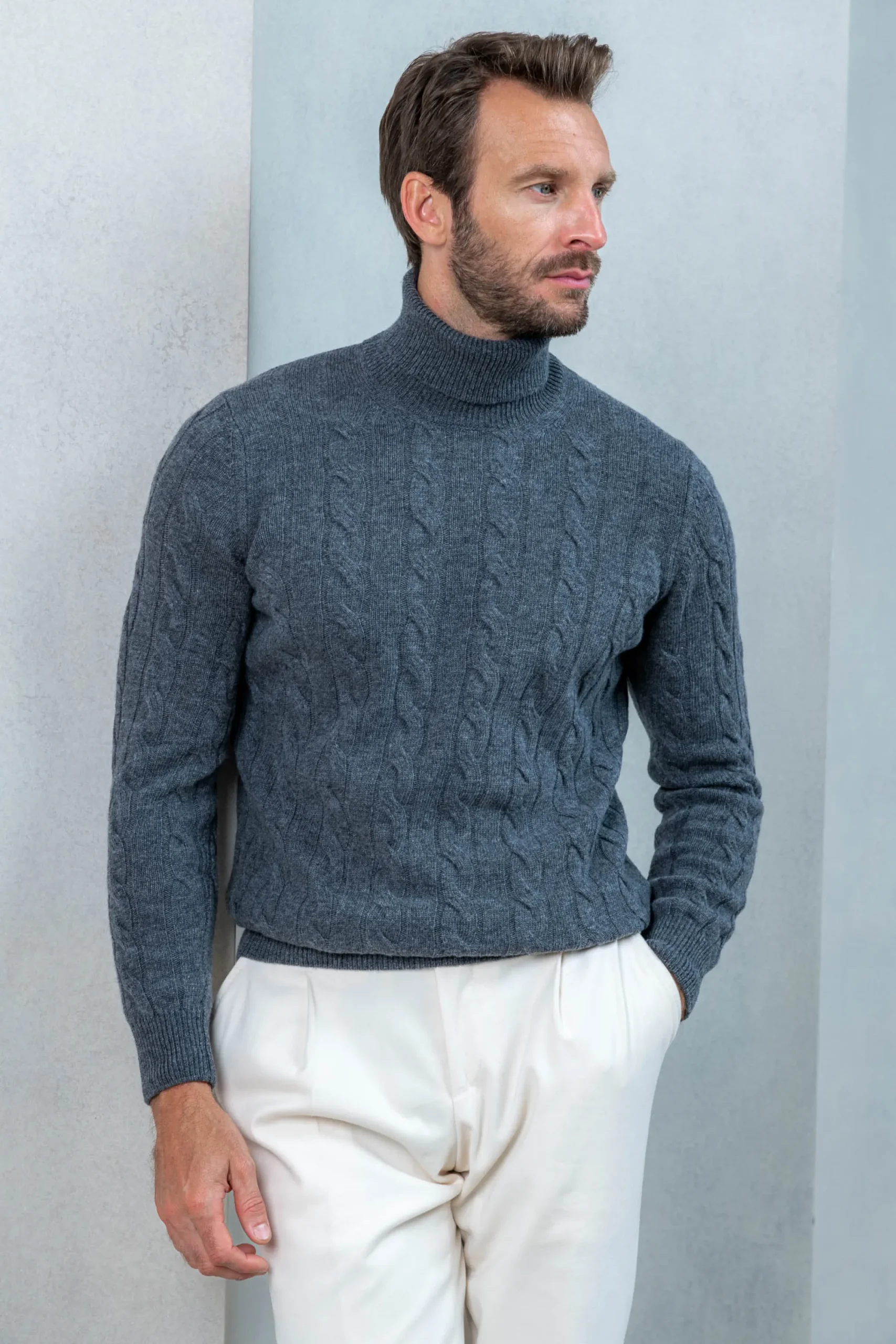 Pini Parma Anthracite Turtleneck – Made In Italy New