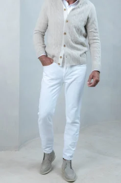 Pini Parma Beige Cable Knit Cashmere Blend Cardigan – Made In Italy Fashion