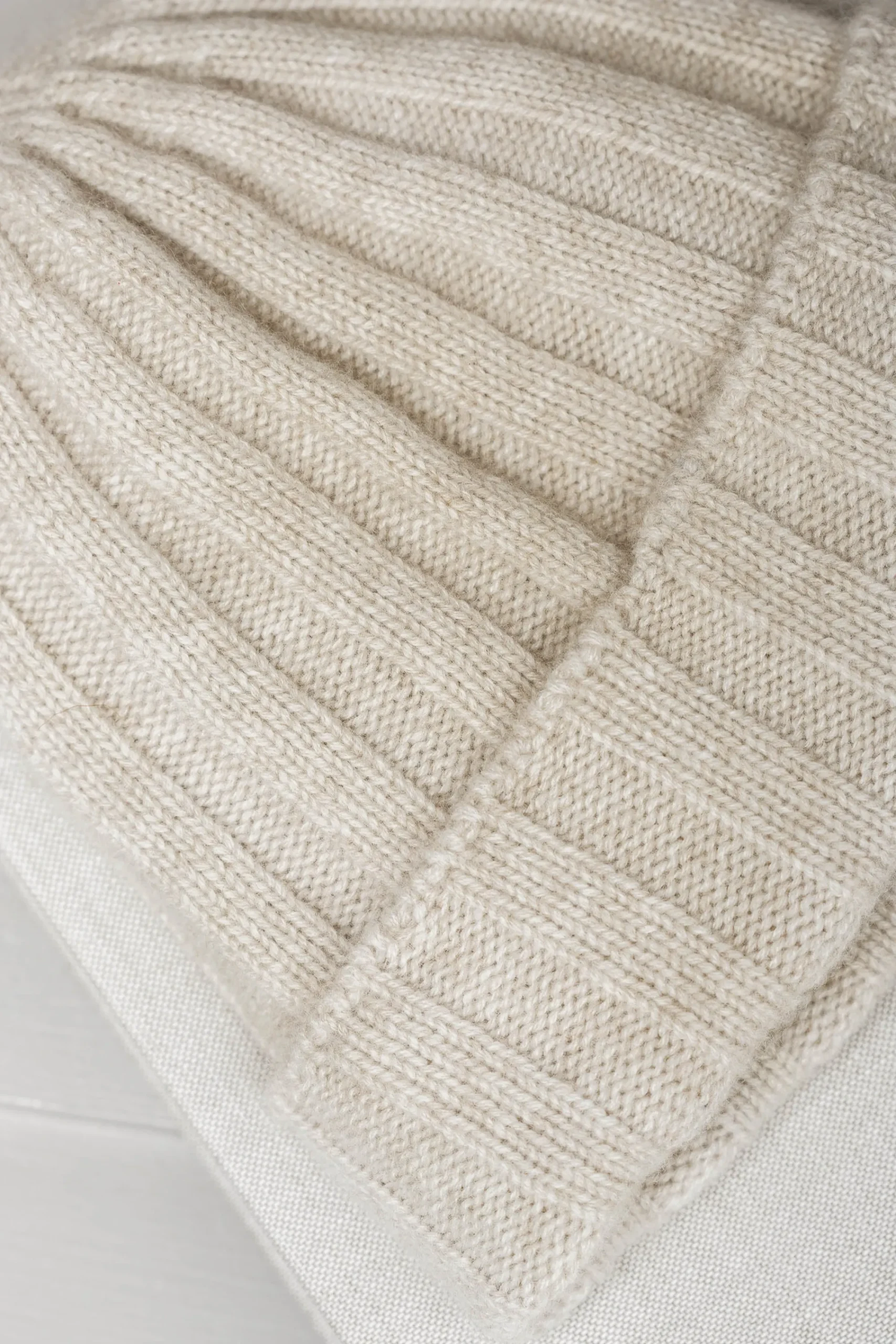 Pini Parma Beige Cashmere Rib Knit Beanie - Made In Italy Discount