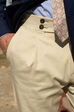 Pini Parma Beige Cotton Trousers "Soragna Capsule Collection" - Made In Italy Best Sale