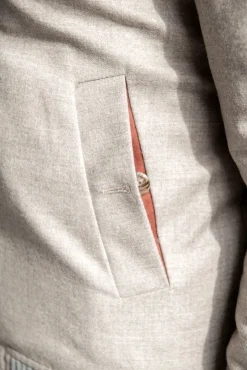 Pini Parma Beige Down Bomber In Loro Piana Wool With Rain System®– Made In Italy Hot