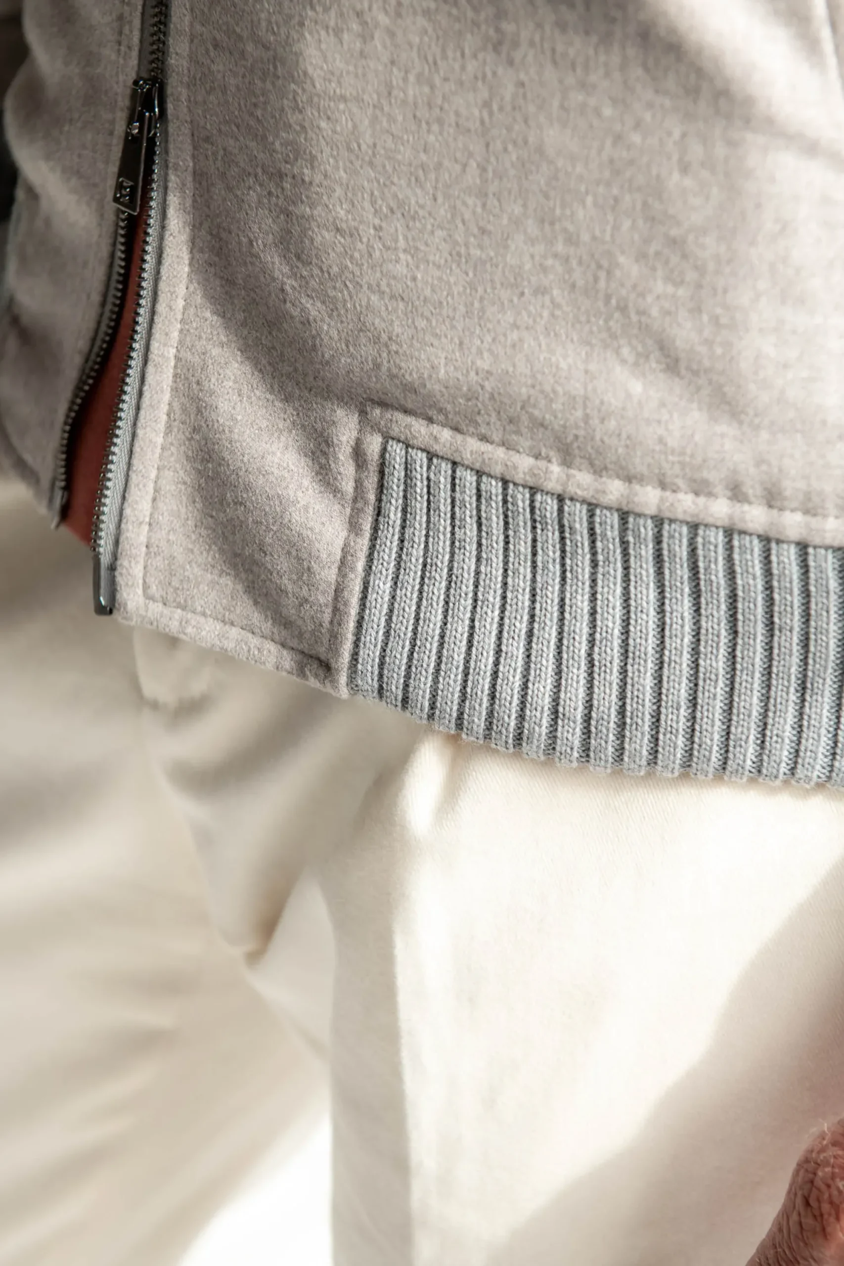 Pini Parma Beige Down Bomber In Loro Piana Wool With Rain System®– Made In Italy Hot