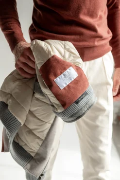 Pini Parma Beige Down Bomber In Loro Piana Wool With Rain System®– Made In Italy Hot