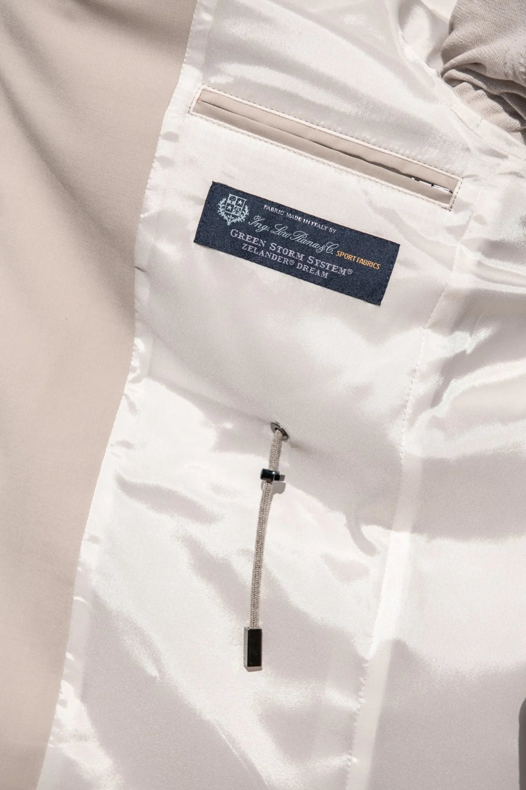 Pini Parma Beige Field Jacket In Loro Piana Green Storm System® Wool - Made In Italy Outlet