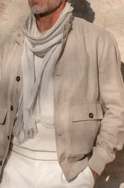 Pini Parma Beige Linen Bomber Jacket – Made In Italy Cheap