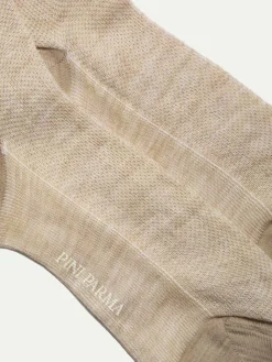 Pini Parma Beige Micro Fancy Short Socks - Made In Italy Shop