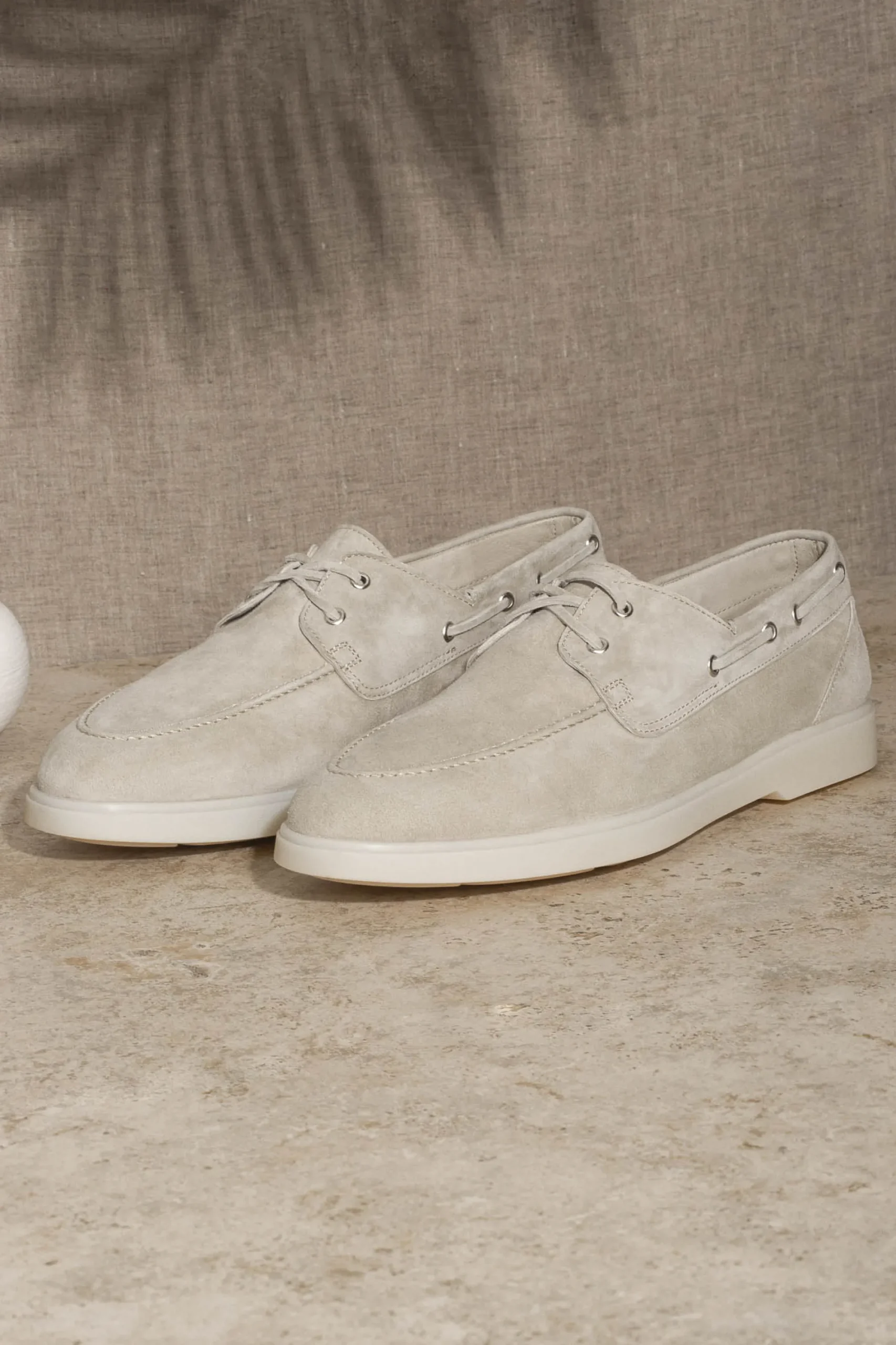 Pini Parma Beige Suede Boat Shoes - Made In Italy Discount