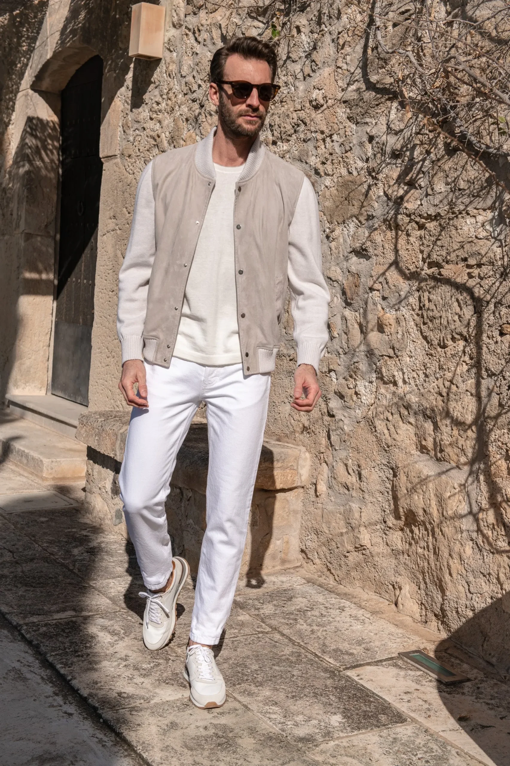 Pini Parma Beige Suede Knit Bomber – Made In Italy Outlet