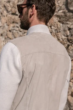 Pini Parma Beige Suede Knit Bomber – Made In Italy Outlet