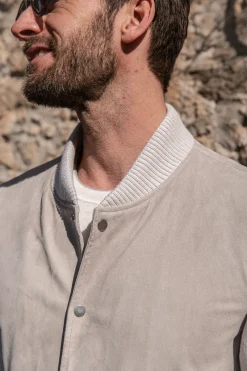 Pini Parma Beige Suede Knit Bomber – Made In Italy Outlet
