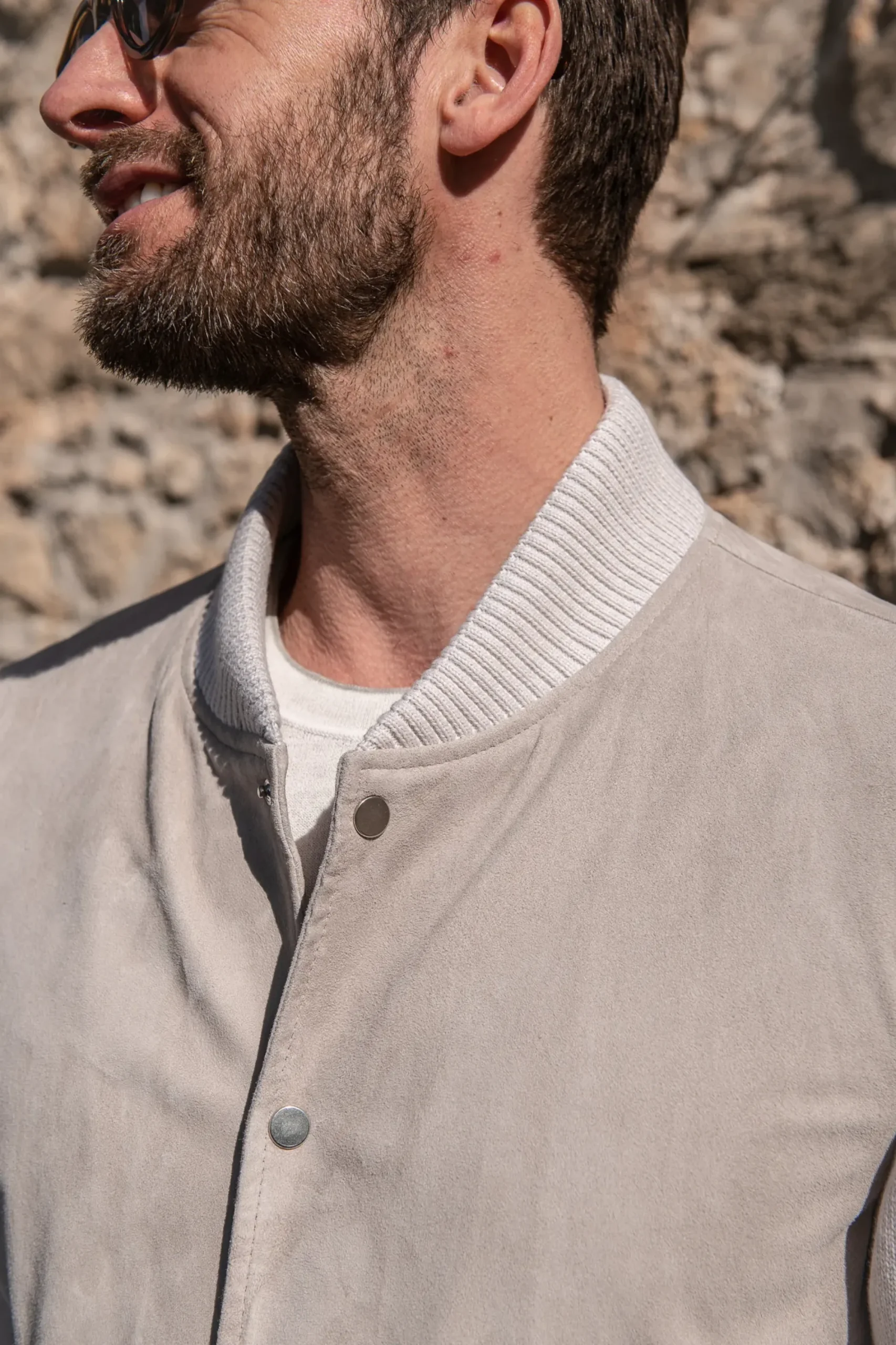 Pini Parma Beige Suede Knit Bomber – Made In Italy Outlet