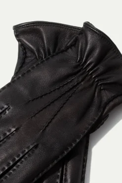 Pini Parma Black Cashmere Lined Deerskin Leather Gloves - Made In Italy Discount