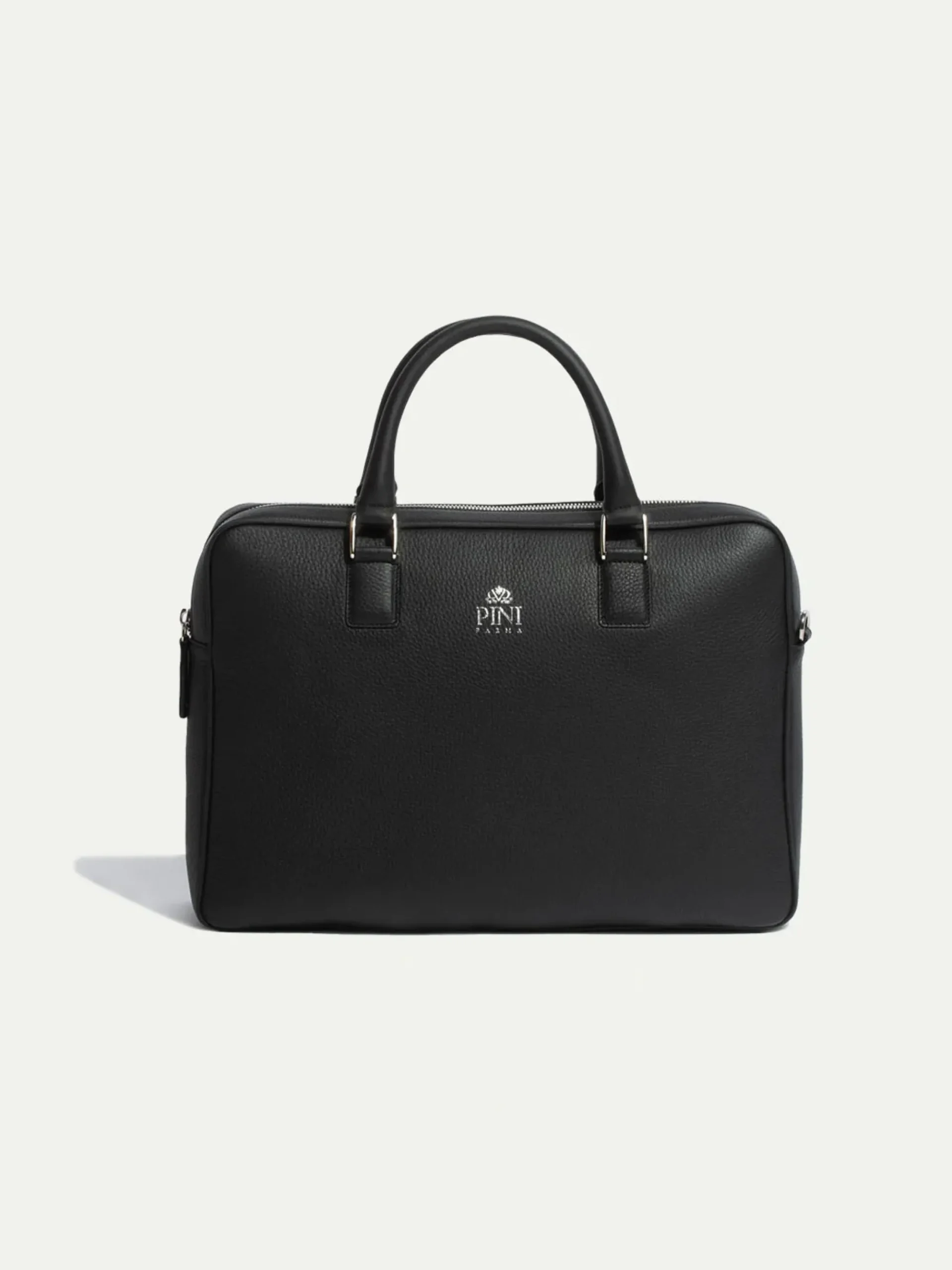 Pini Parma Black Leather Briefcase - Made In Italy New