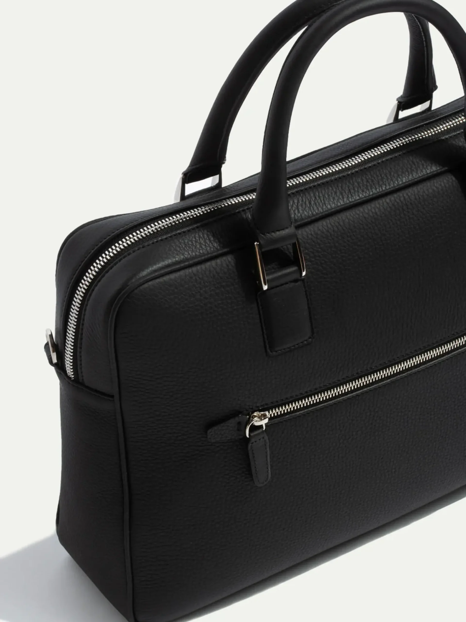 Pini Parma Black Leather Briefcase - Made In Italy New