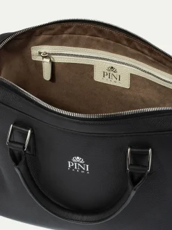 Pini Parma Black Leather Briefcase - Made In Italy New