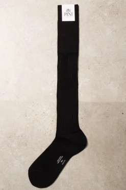 Pini Parma Black Long Socks - Made In Italy Best