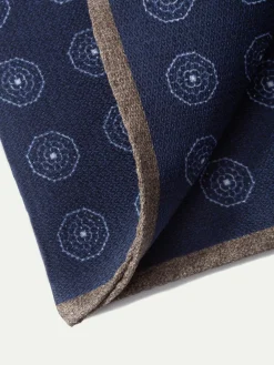Pini Parma Blue And Brown Reversible Pocket Square - Made In Italy Cheap