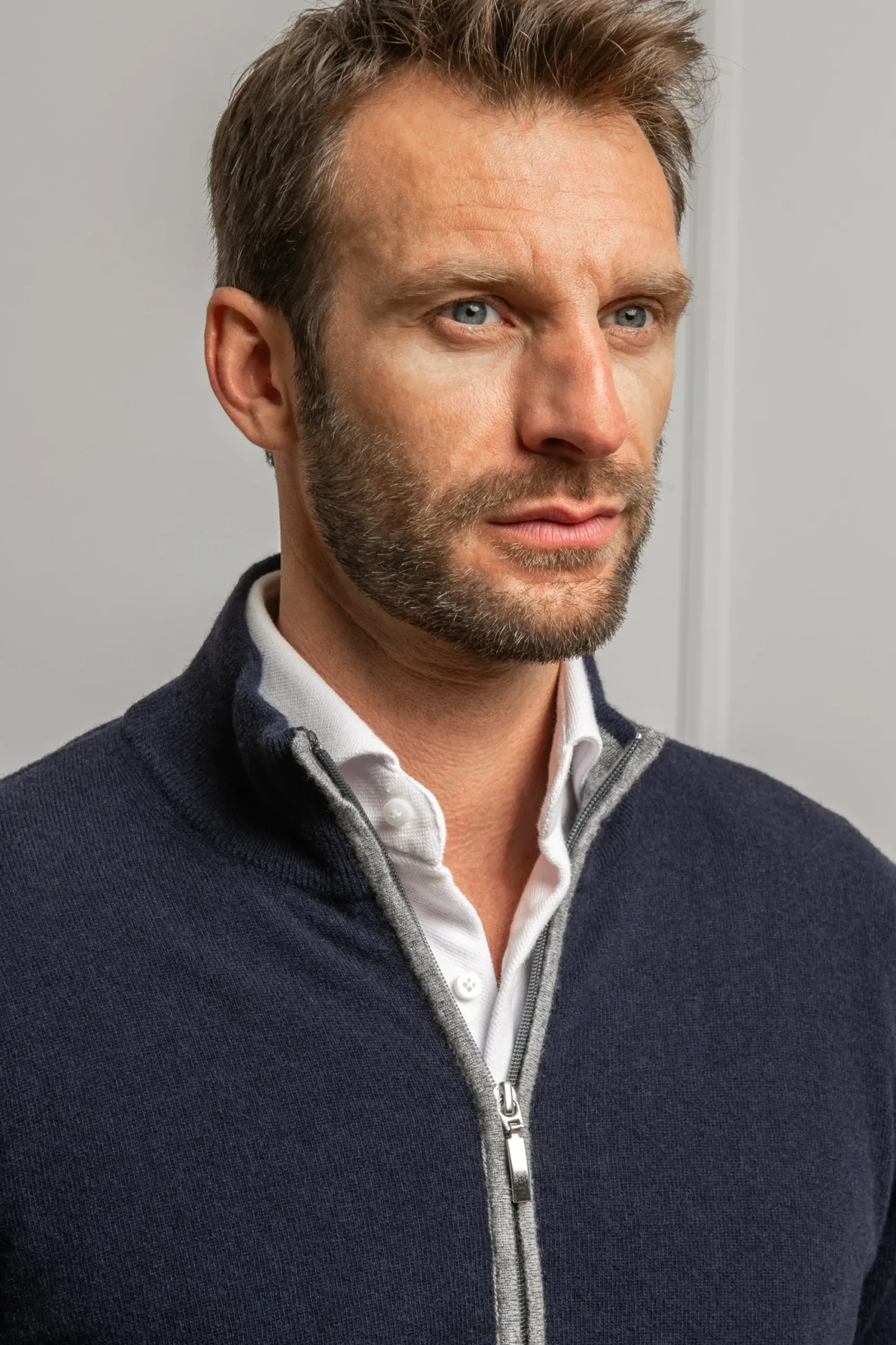 Pini Parma Blue And Grey Full Zip Cardigan – Made In Italy Discount