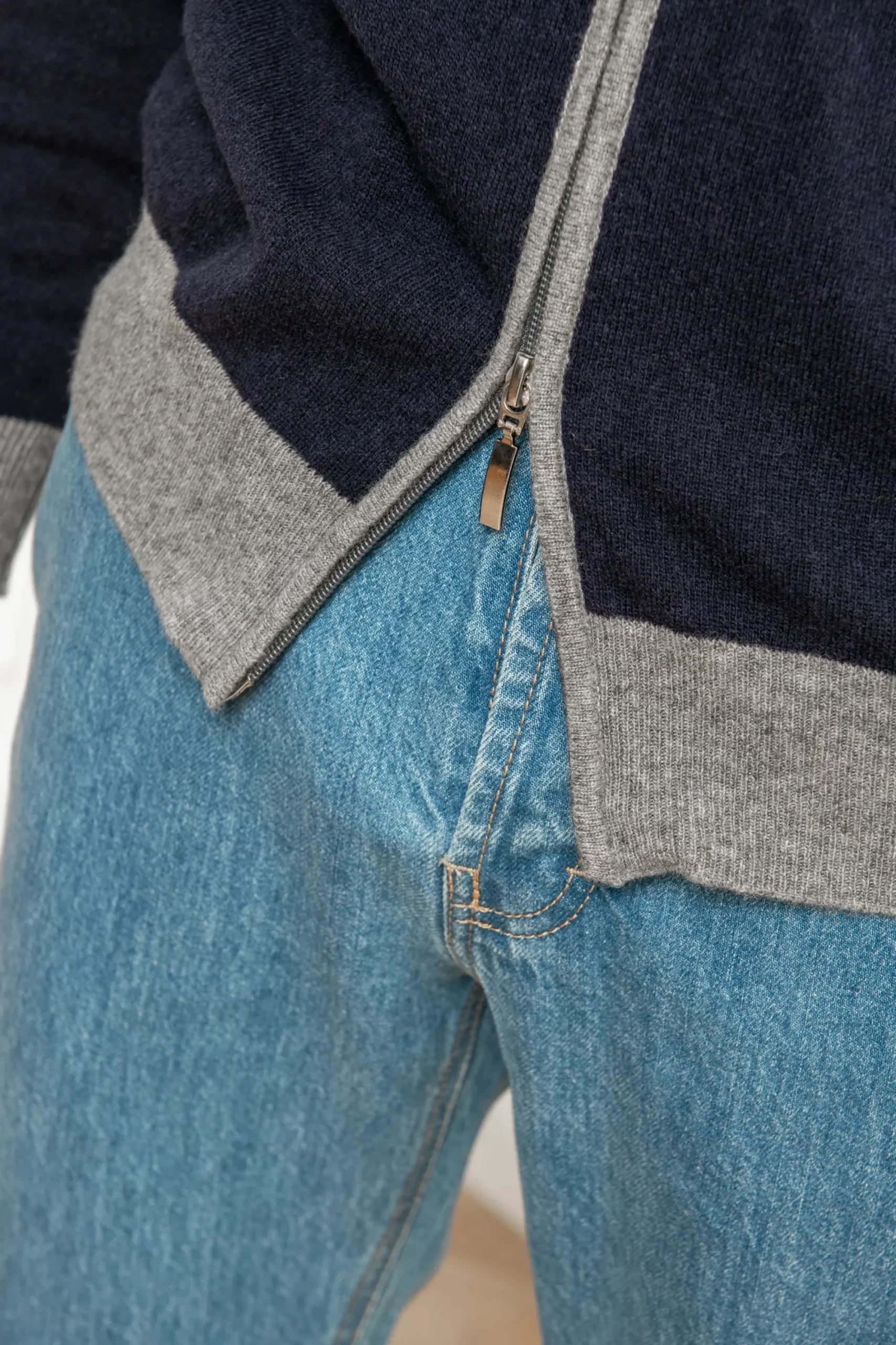 Pini Parma Blue And Grey Full Zip Cardigan – Made In Italy Discount