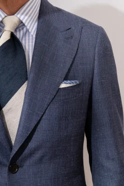 Pini Parma Blue And Grey Shantung Tie - Hand Made In Italy Best Sale