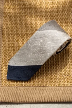 Pini Parma Blue And Grey Shantung Tie - Hand Made In Italy Best Sale