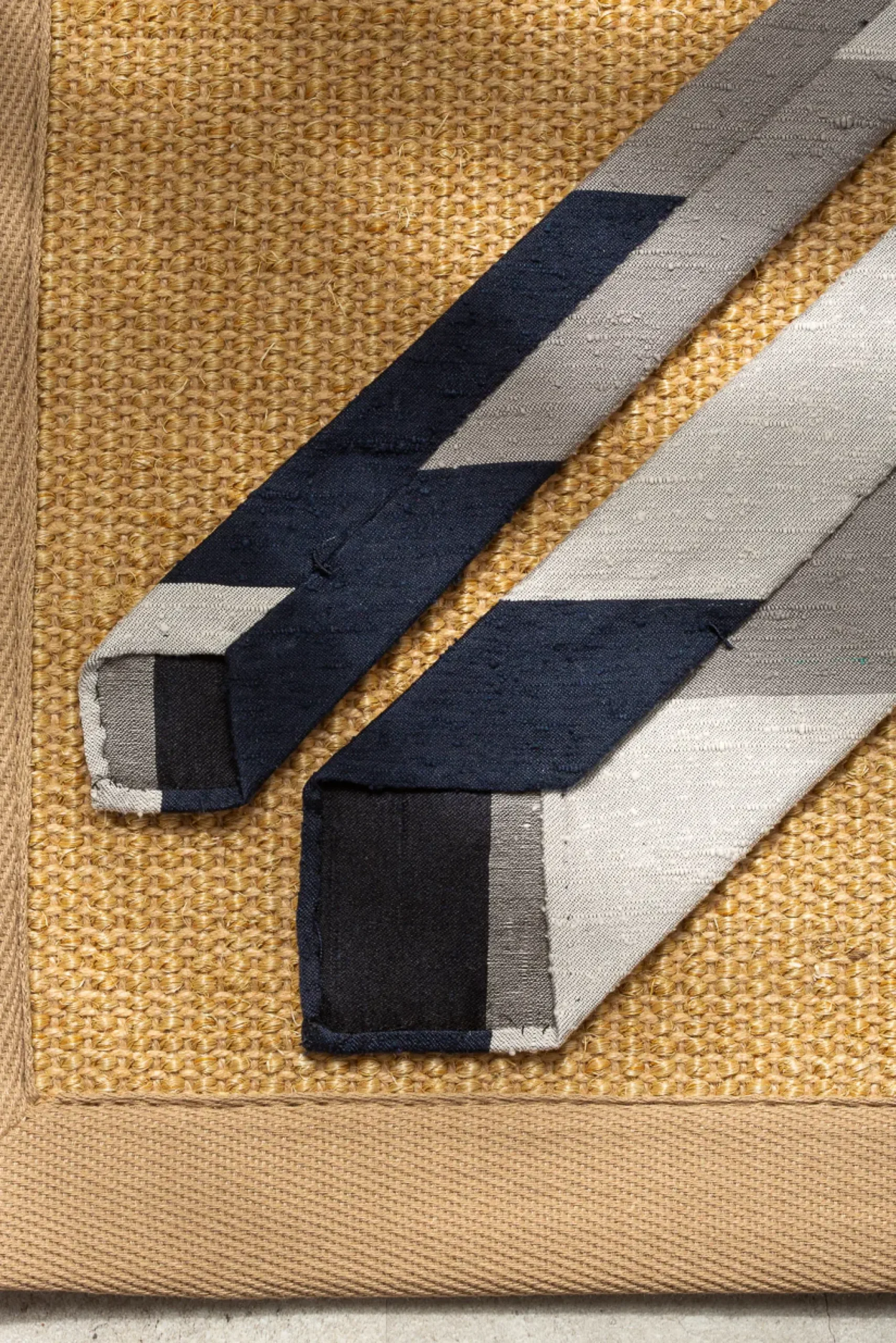 Pini Parma Blue And Grey Shantung Tie - Hand Made In Italy Best Sale