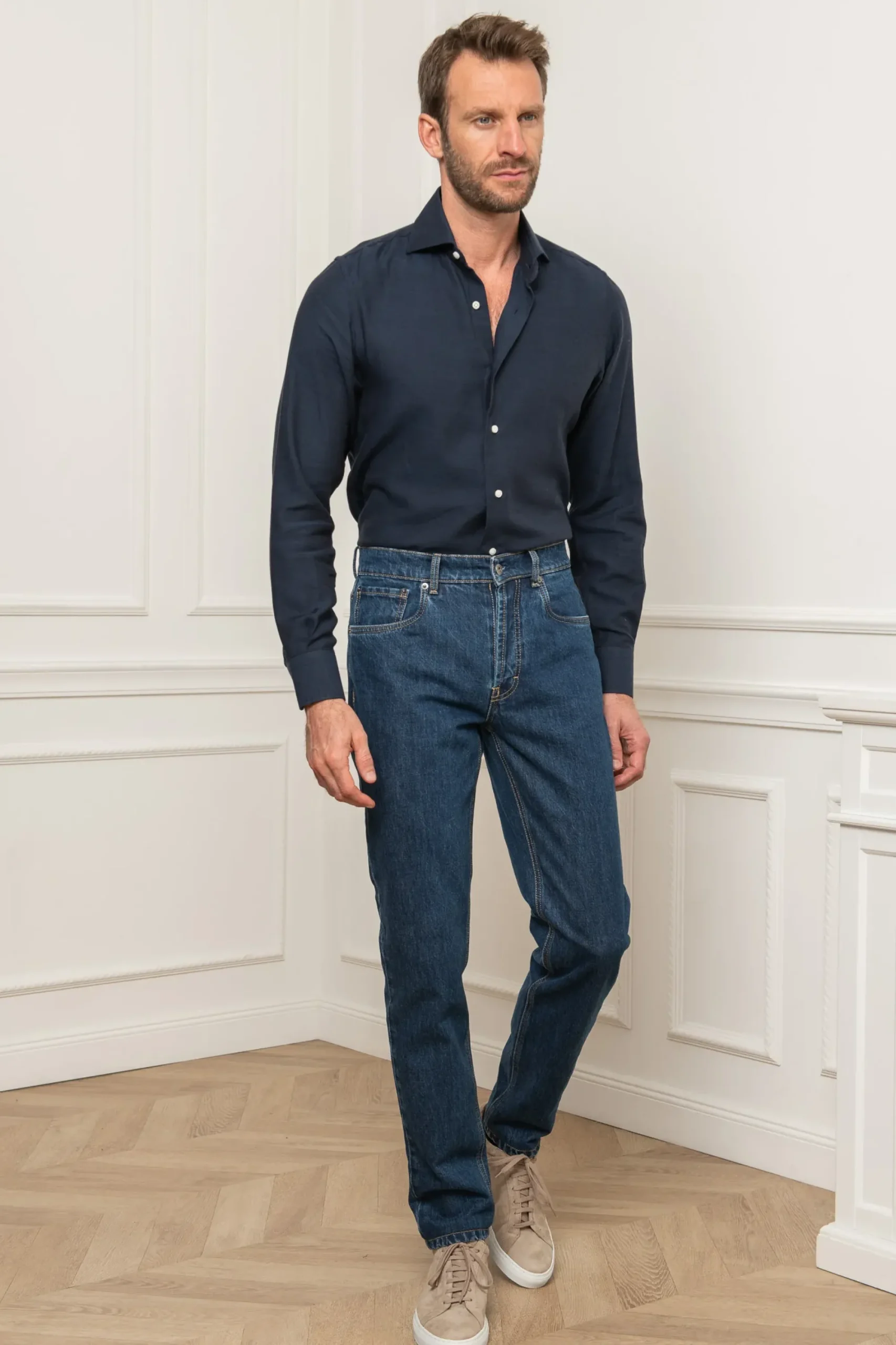 Pini Parma Blue Cashmere And Cotton Shirt - Made In Italy Best Sale