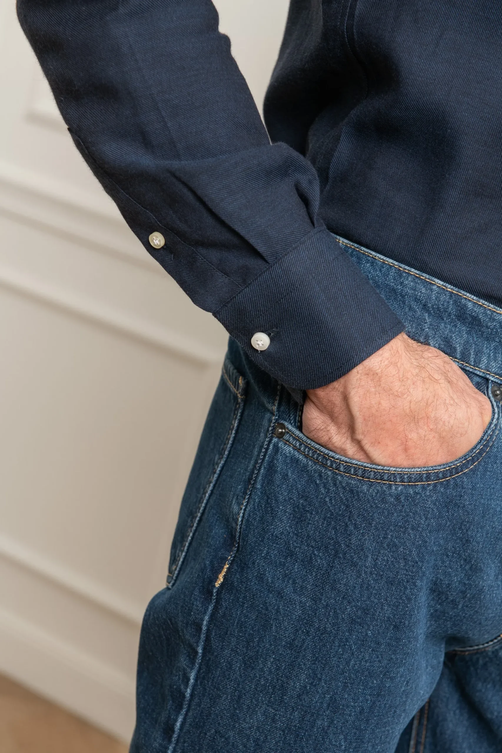 Pini Parma Blue Cashmere And Cotton Shirt - Made In Italy Best Sale