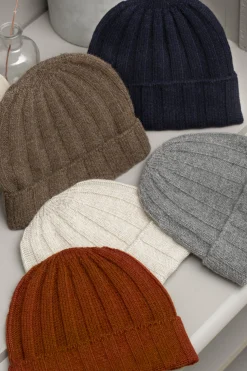 Pini Parma Blue Cashmere Rib Knit Beanie - Made In Italy New