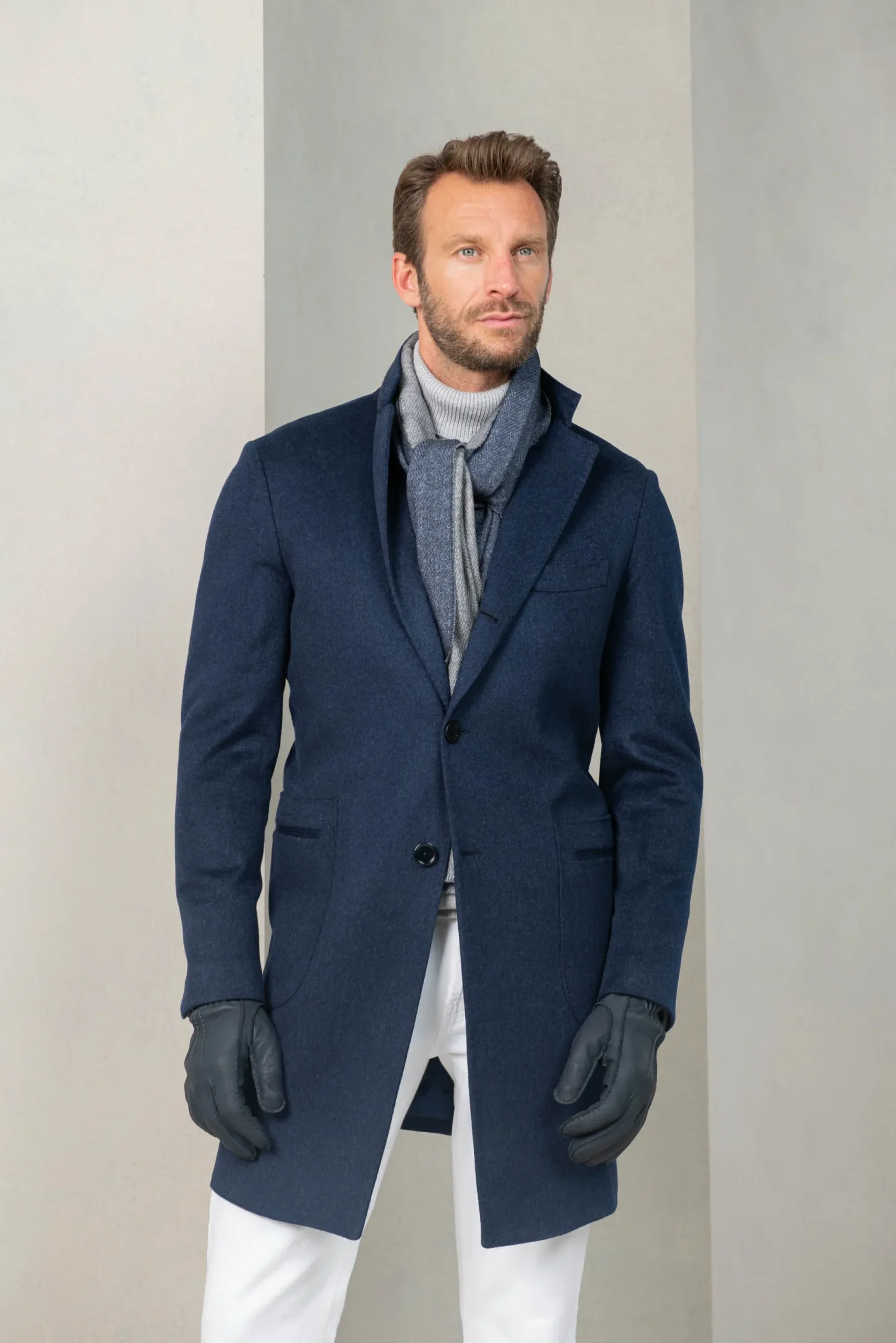 Pini Parma Blue Coat In Loro Piana Wool – Made In Italy Flash Sale