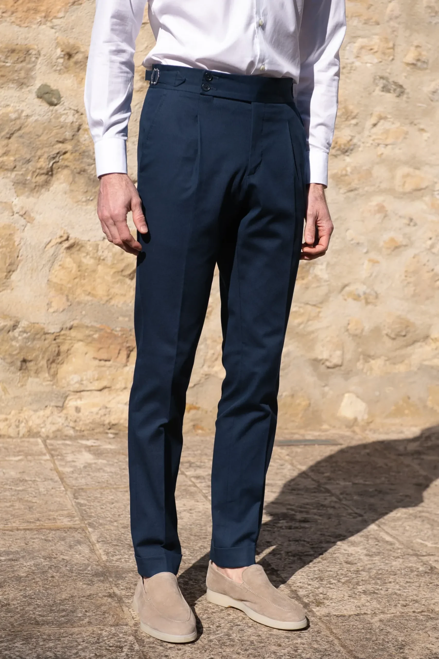Pini Parma Blue Cotton Trousers "Soragna Capsule Collection" - Made In Italy Fashion