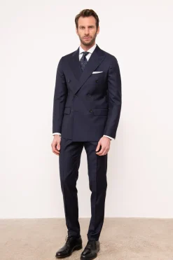 Pini Parma Blue Double Breasted Suit - Made In Italy New