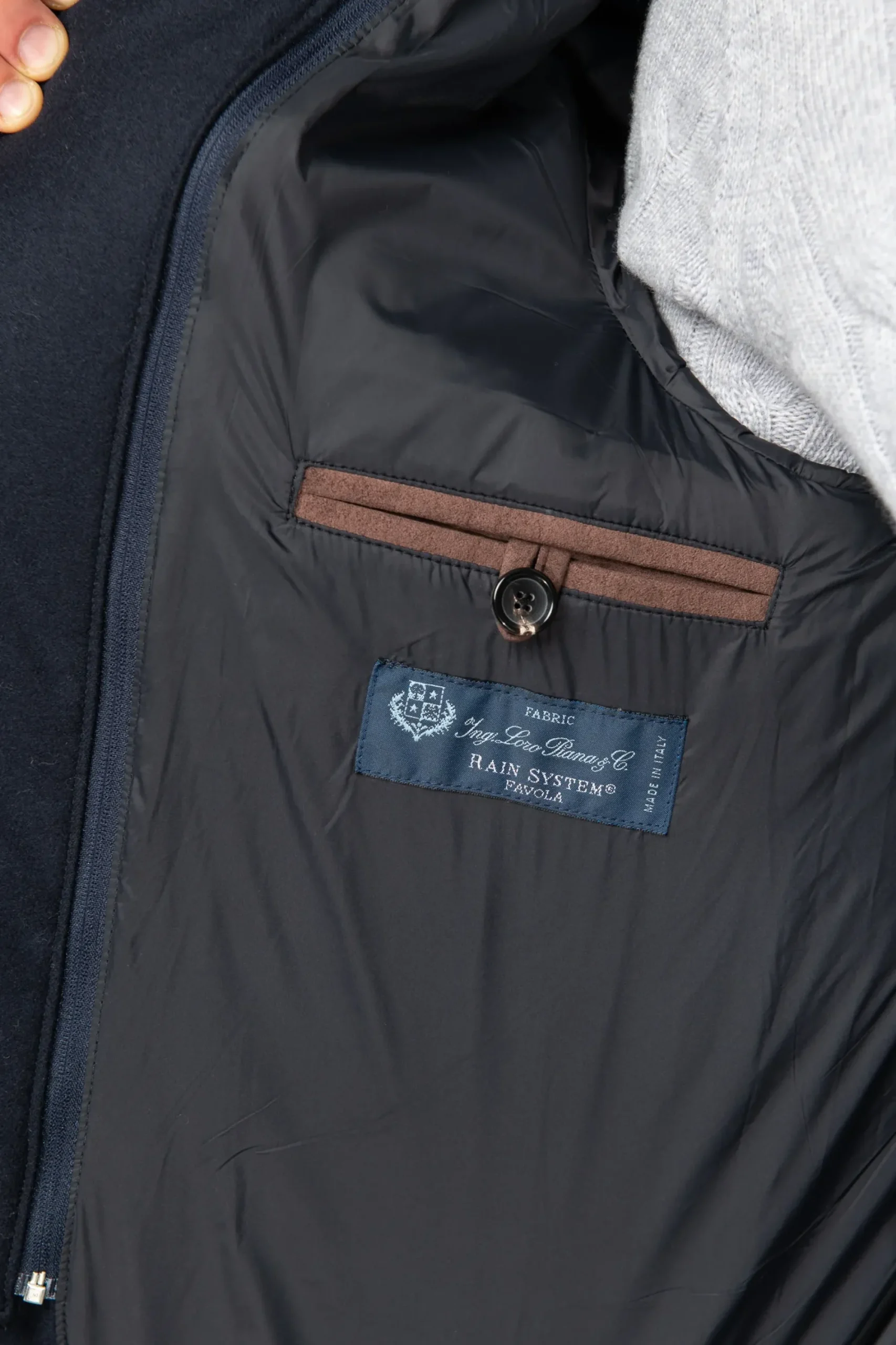 Pini Parma Blue Down Jacket In Loro Piana Wool With Rain System®– Made In Italy Best Sale