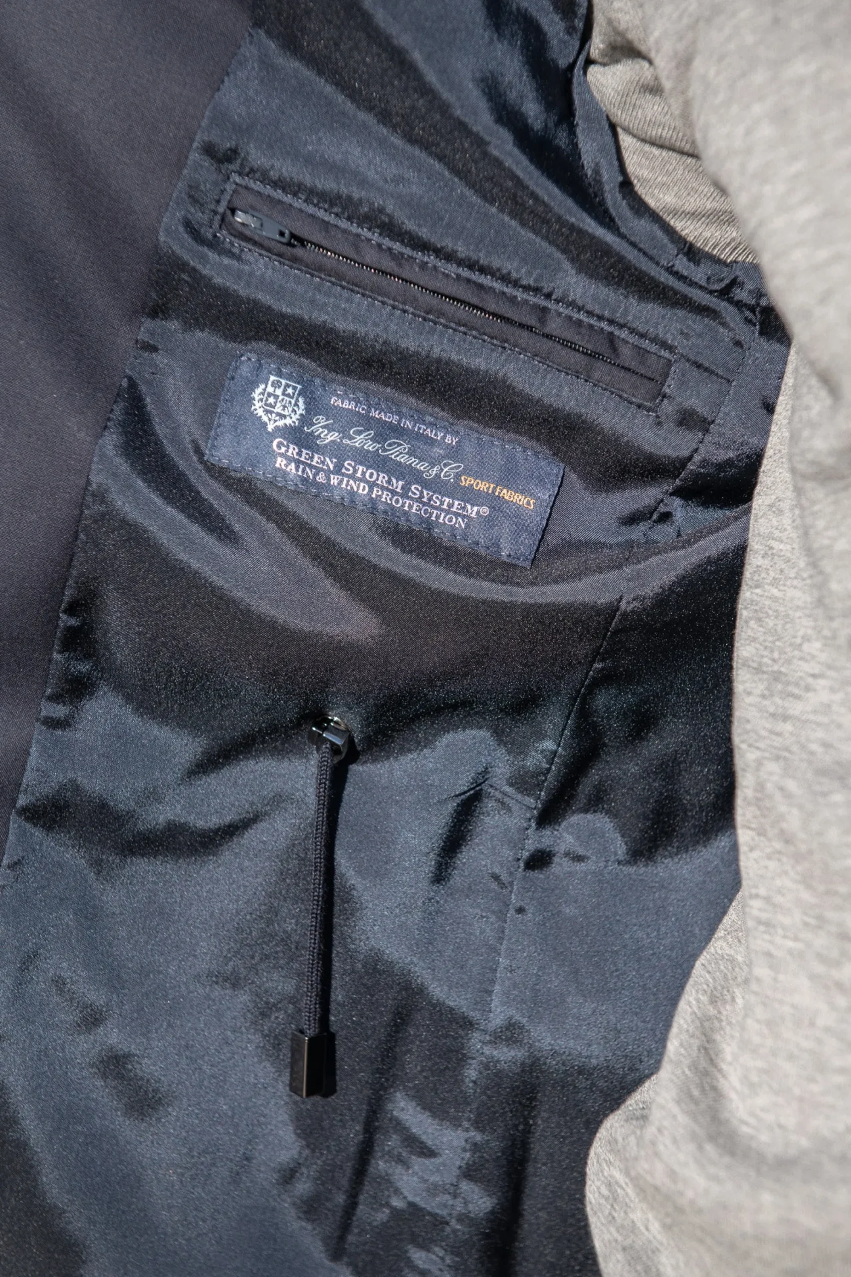 Pini Parma Blue Field Jacket In Loro Piana Green Storm System® Wool - Made In Italy Online