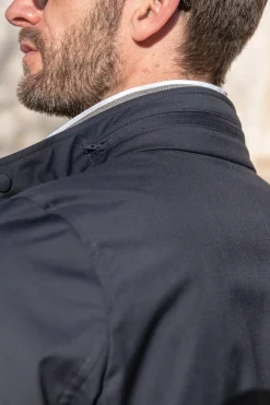 Pini Parma Blue Field Jacket In Loro Piana Green Storm System® Wool - Made In Italy Online