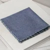 Pini Parma Blue Flannel Cotton Pocket Square With White Edges - Made In Italy Online