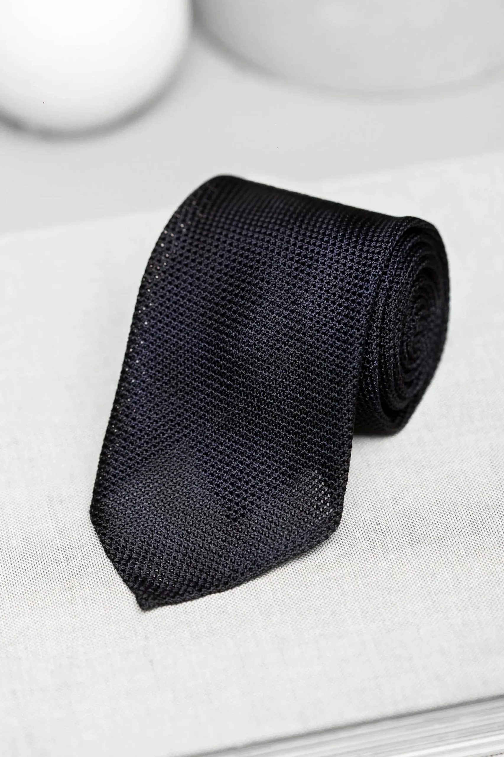 Pini Parma Blue Grenadine Silk Tie - Hand Made In Italy Best