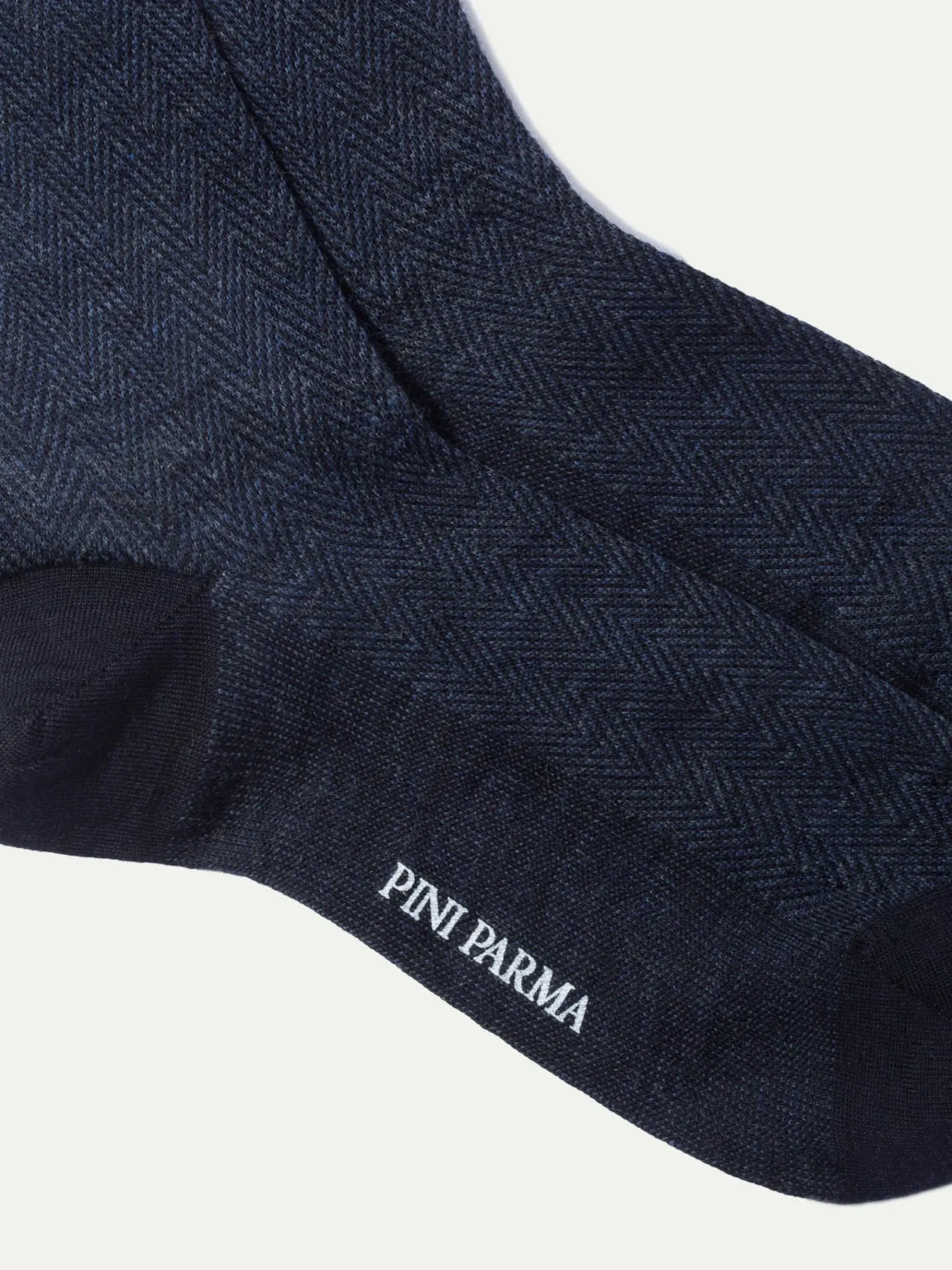 Pini Parma Blue Herringbone Short Socks - Made In Italy Cheap