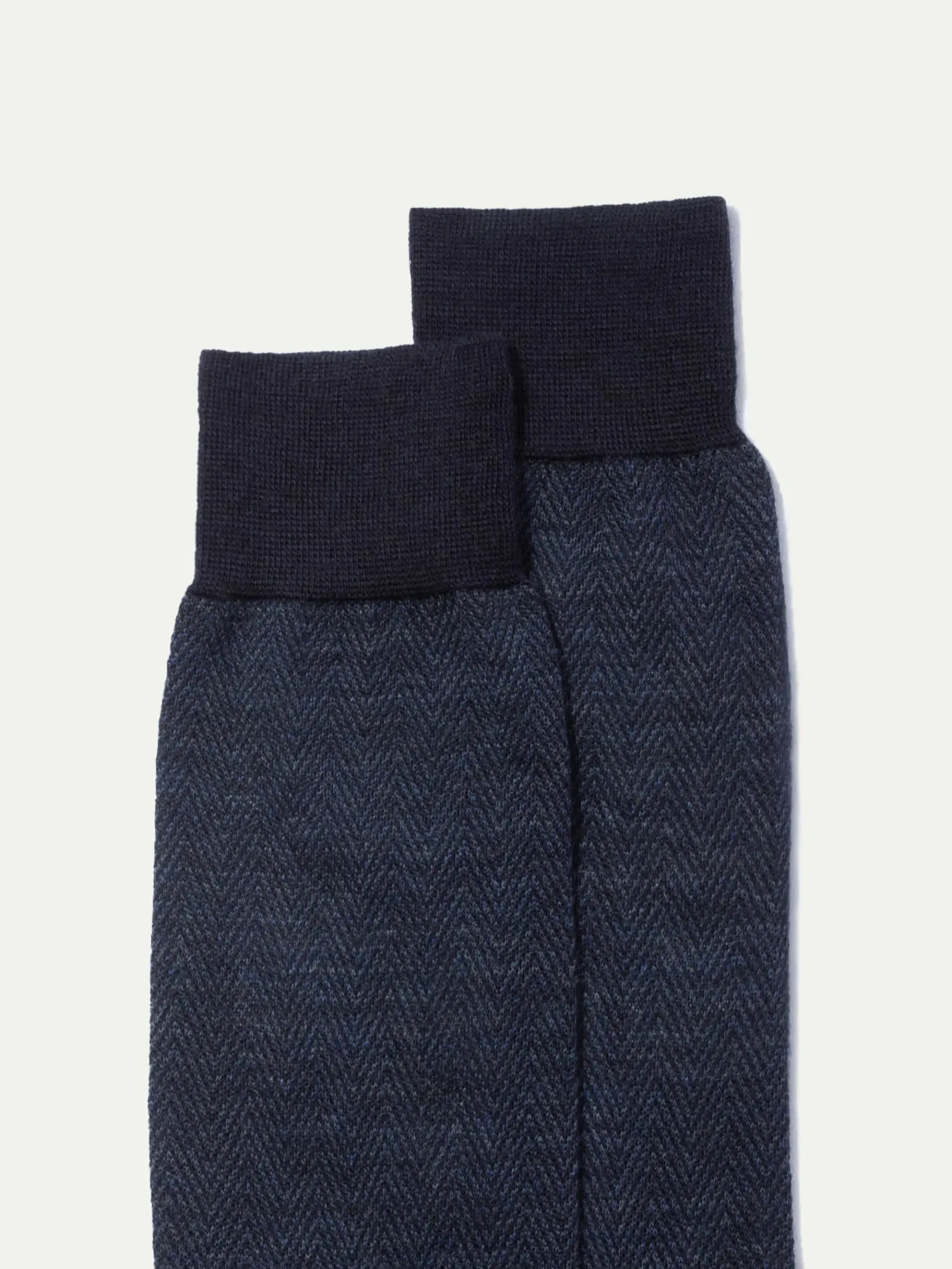 Pini Parma Blue Herringbone Short Socks - Made In Italy Cheap