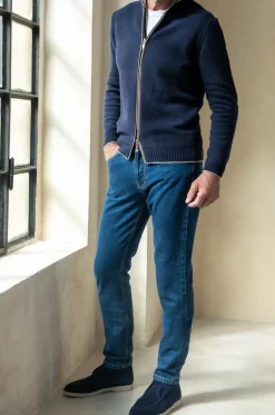 Pini Parma Blue Honeycomb Cashmere Blend Full Zip – Made In Italy Online