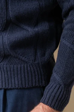 Pini Parma Blue Jacquard Pattern Cashmere Blend Turtleneck – Made In Italy Hot