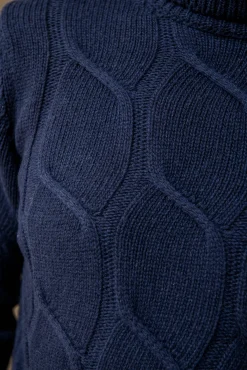 Pini Parma Blue Jacquard Pattern Cashmere Blend Turtleneck – Made In Italy Hot