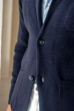 Pini Parma Blue Knitted Jacket – Wool And Cashmere – Made In Italy Online