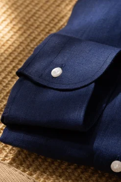 Pini Parma Blue Linen Shirt - Made In Italy Best