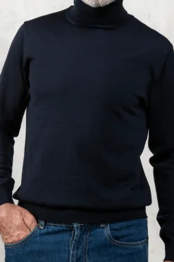 Pini Parma Blue Merino Turtleneck – Made In Italy Hot