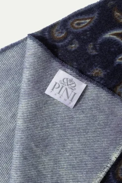 Pini Parma Blue Paisley Reversible Scarf - Made In Italy Shop