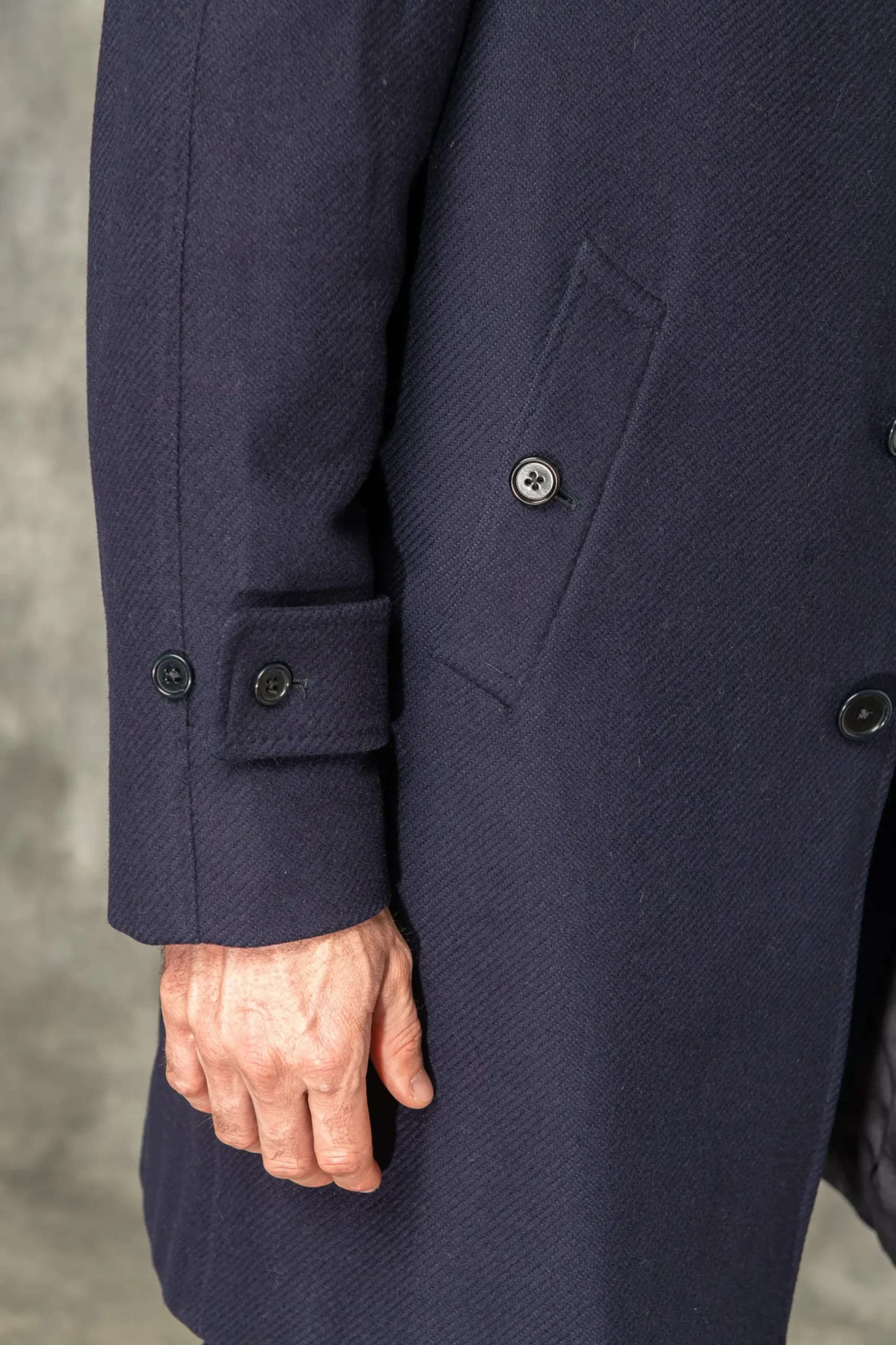 Pini Parma Blue Raglan Coat In Loro Piana Wool – Made In Italy Online