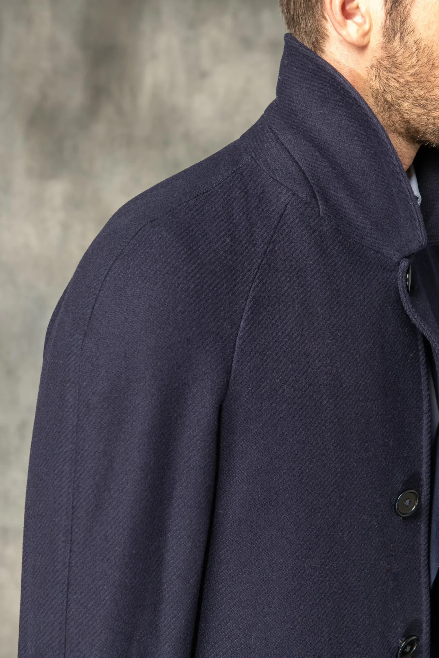 Pini Parma Blue Raglan Coat In Loro Piana Wool – Made In Italy Online